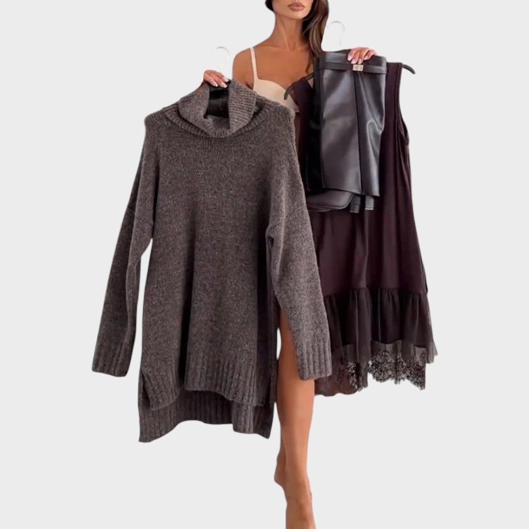 Women's Solid Knit Sweater Set