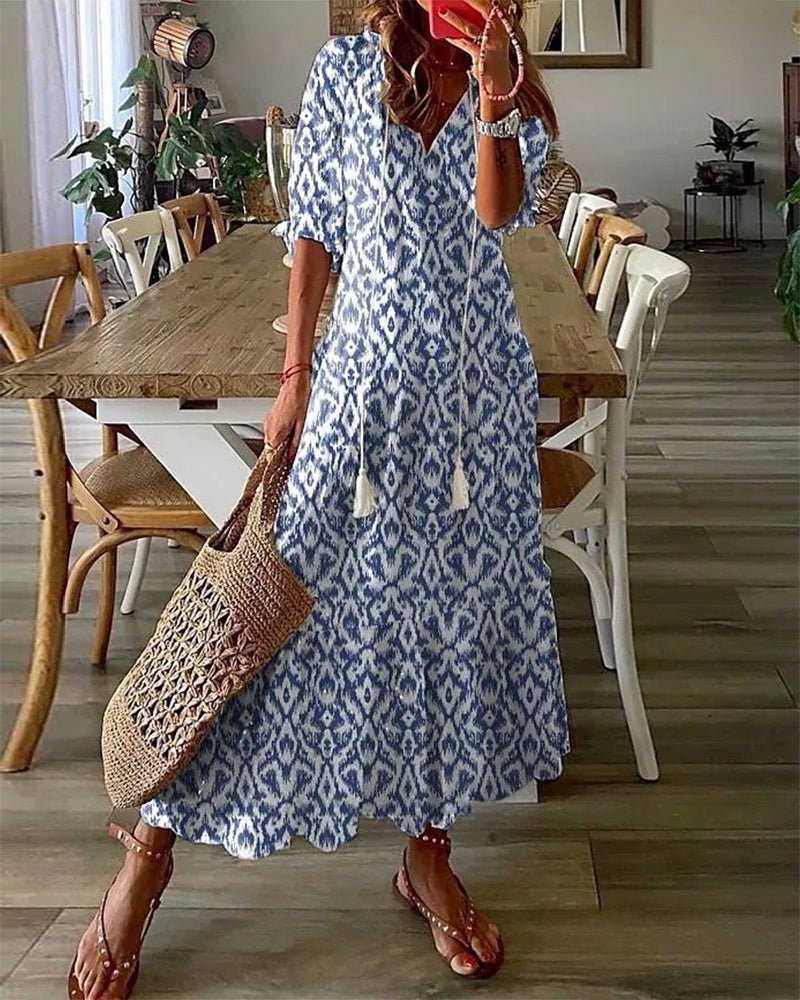 Women's Solid Viscose Boho Dress