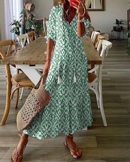 Women's Solid Viscose Boho Dress