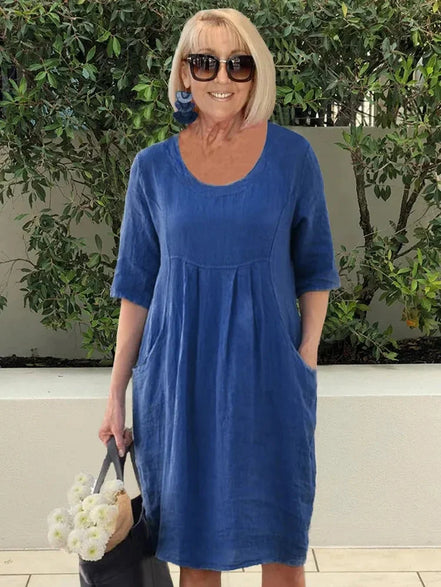 Women's Solid Cotton Summer Dress