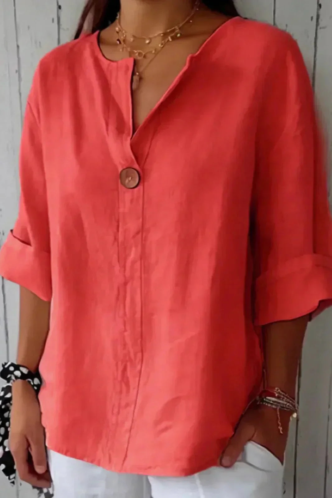 Women's Solid Linen Relaxed Top