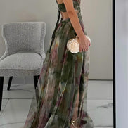 Women's Solid Chiffon Maxi Dress
