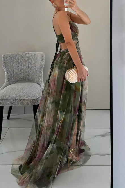 Women's Solid Chiffon Maxi Dress