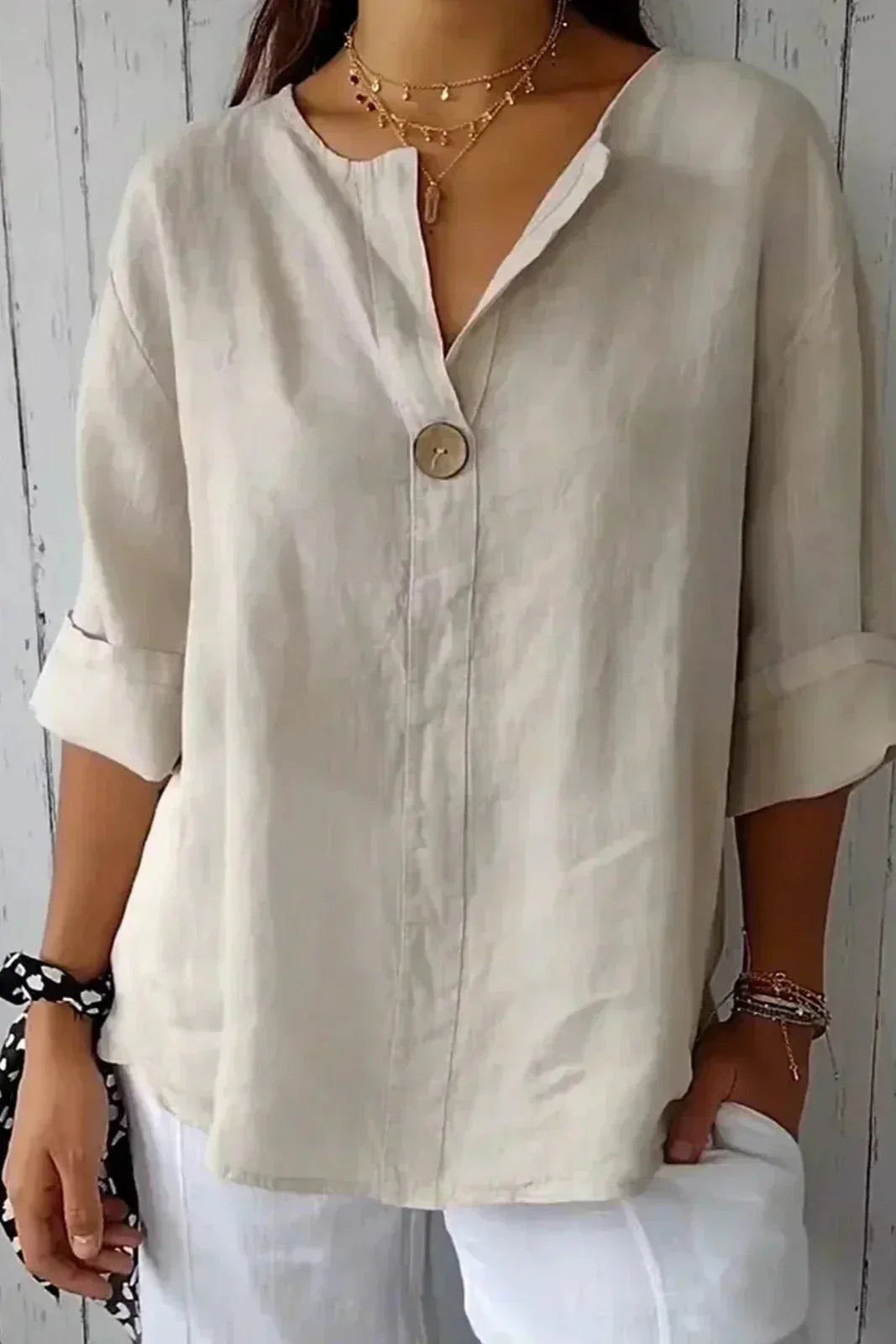 Women's Solid Linen Relaxed Top