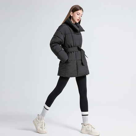 Women's Solid Quilted Wool Coat