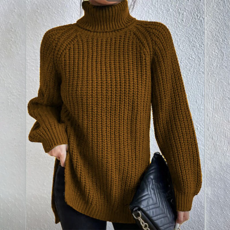 Women's Solid Knit Turtleneck Jumper