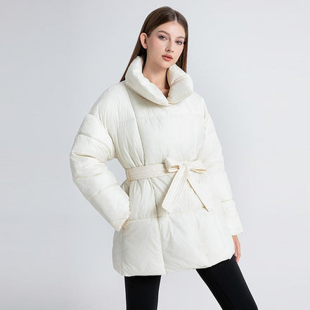 Women's Solid Quilted Wool Coat