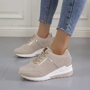 Women's White Leather Wedge Sneakers
