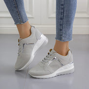 Women's White Leather Wedge Sneakers