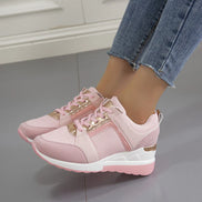 Women's White Leather Wedge Sneakers