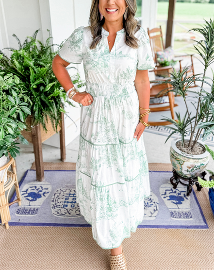 Women's Toile Cotton Maxi Dress