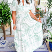 Women's Toile Cotton Maxi Dress