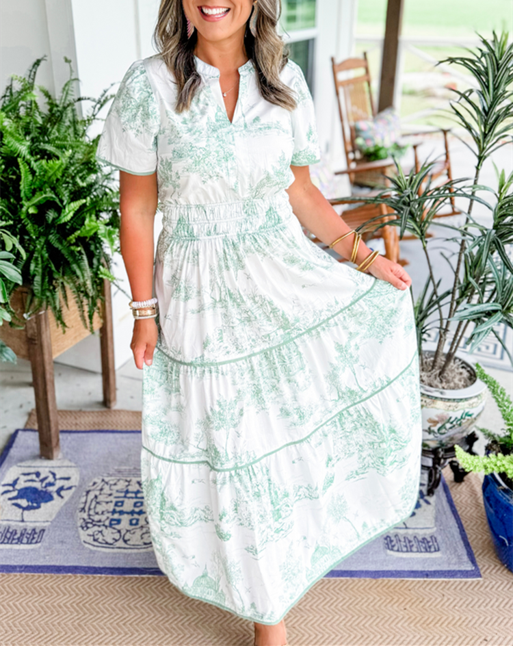 Women's Toile Cotton Maxi Dress
