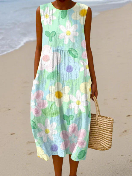 Women's Pastel Blossom Midi Dress
