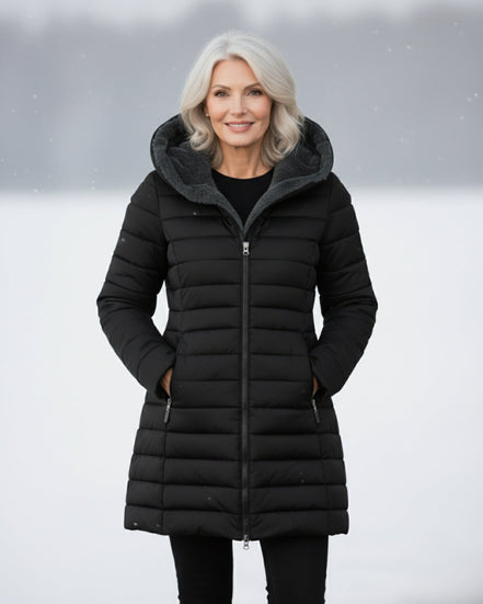 Women's Solid Fleece Puffer Coat