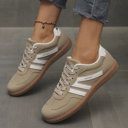 Women's Beige Fabric Sneakers