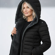 Women's Solid Fleece Puffer Coat