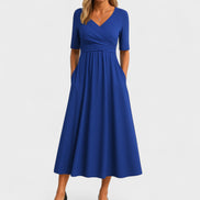 Women's Solid Satin Midi Dress