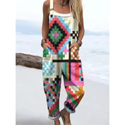 Women's Colourful Striped Cotton Overalls