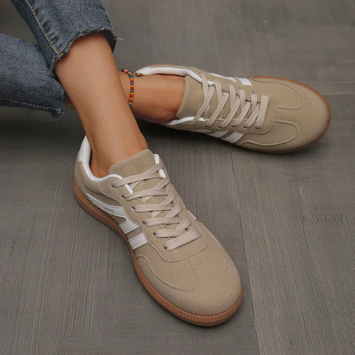 Women's Beige Fabric Sneakers