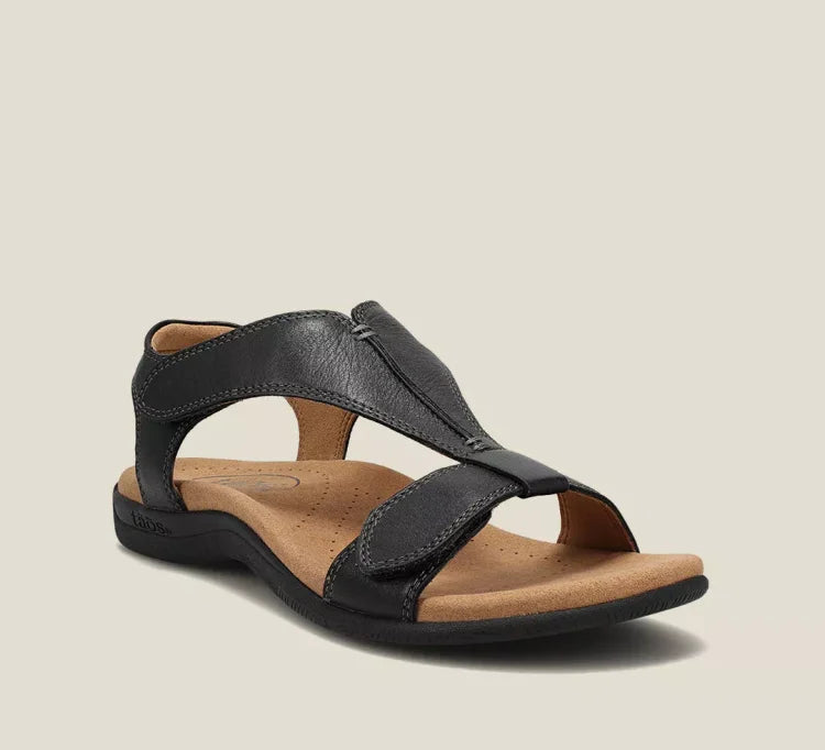 Women's Black Leather Orthopaedic Sandals