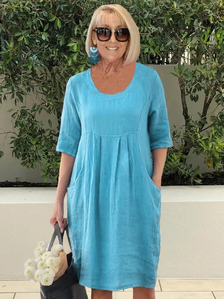 Women's Solid Cotton Summer Dress