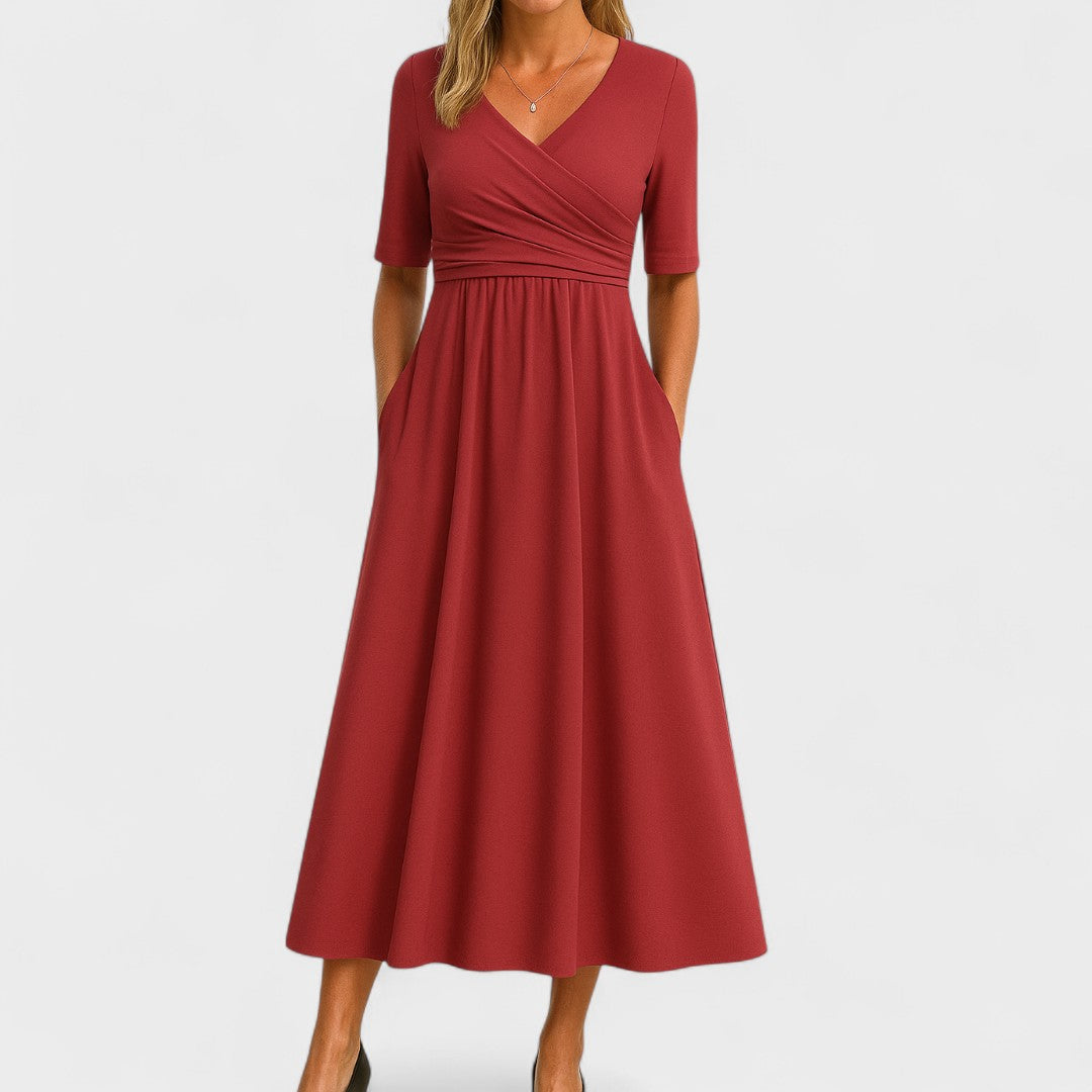 Women's Solid Satin Midi Dress