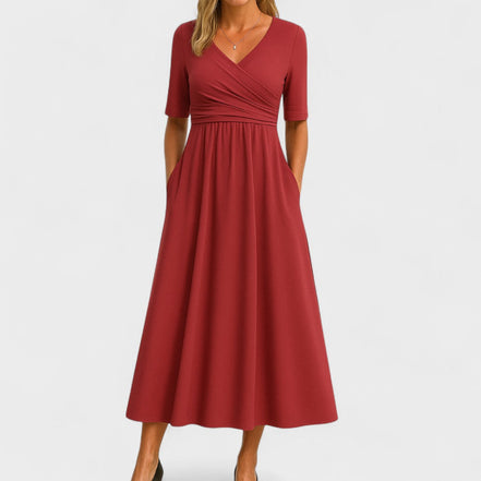 Women's Solid Satin Midi Dress