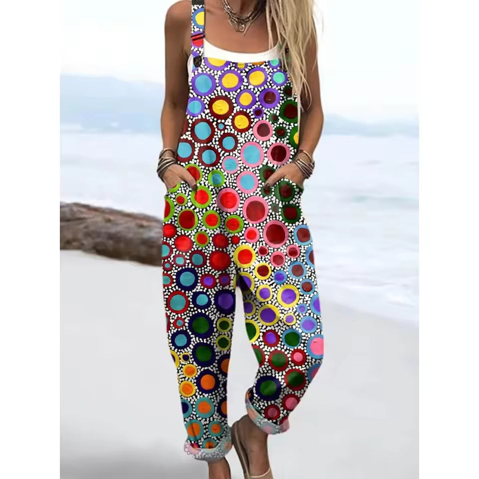 Women's Colourful Striped Cotton Overalls
