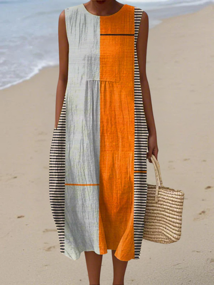 Women's Colourblock Jersey Midi Dress