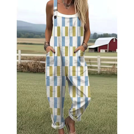 Women's Colourful Striped Cotton Overalls