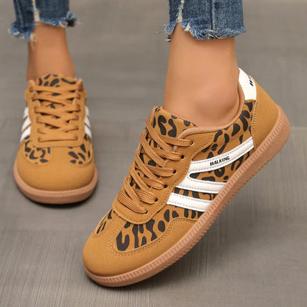 Women's Beige Fabric Sneakers
