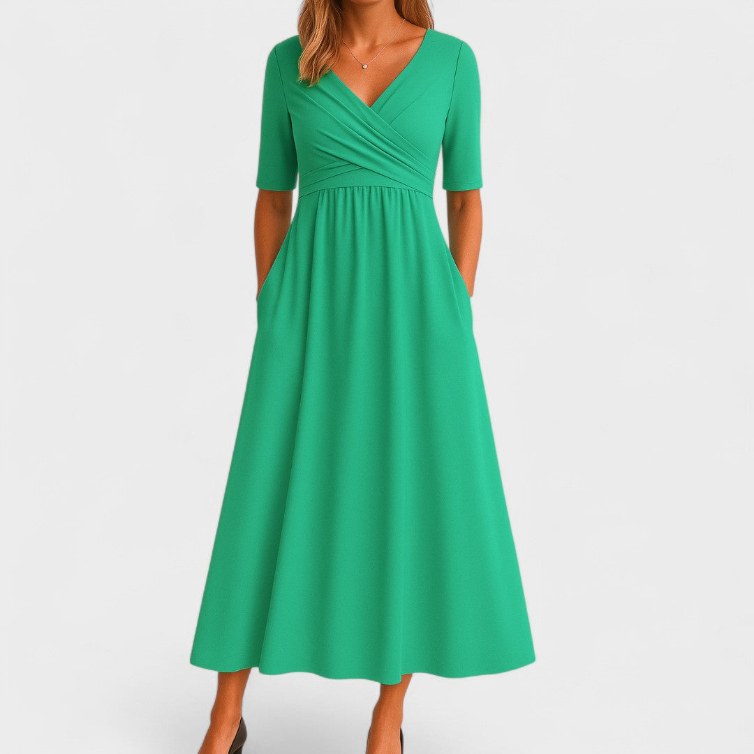 Women's Solid Satin Midi Dress