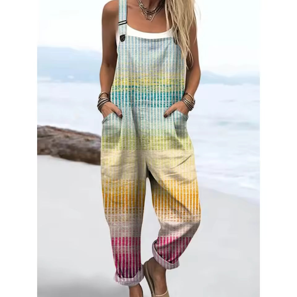 Women's Colourful Striped Cotton Overalls