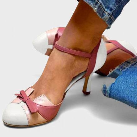 Women's Colourblock Leather Bow Heels