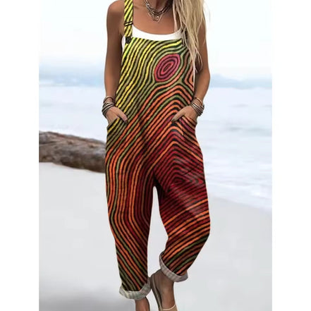 Women's Colourful Striped Cotton Overalls
