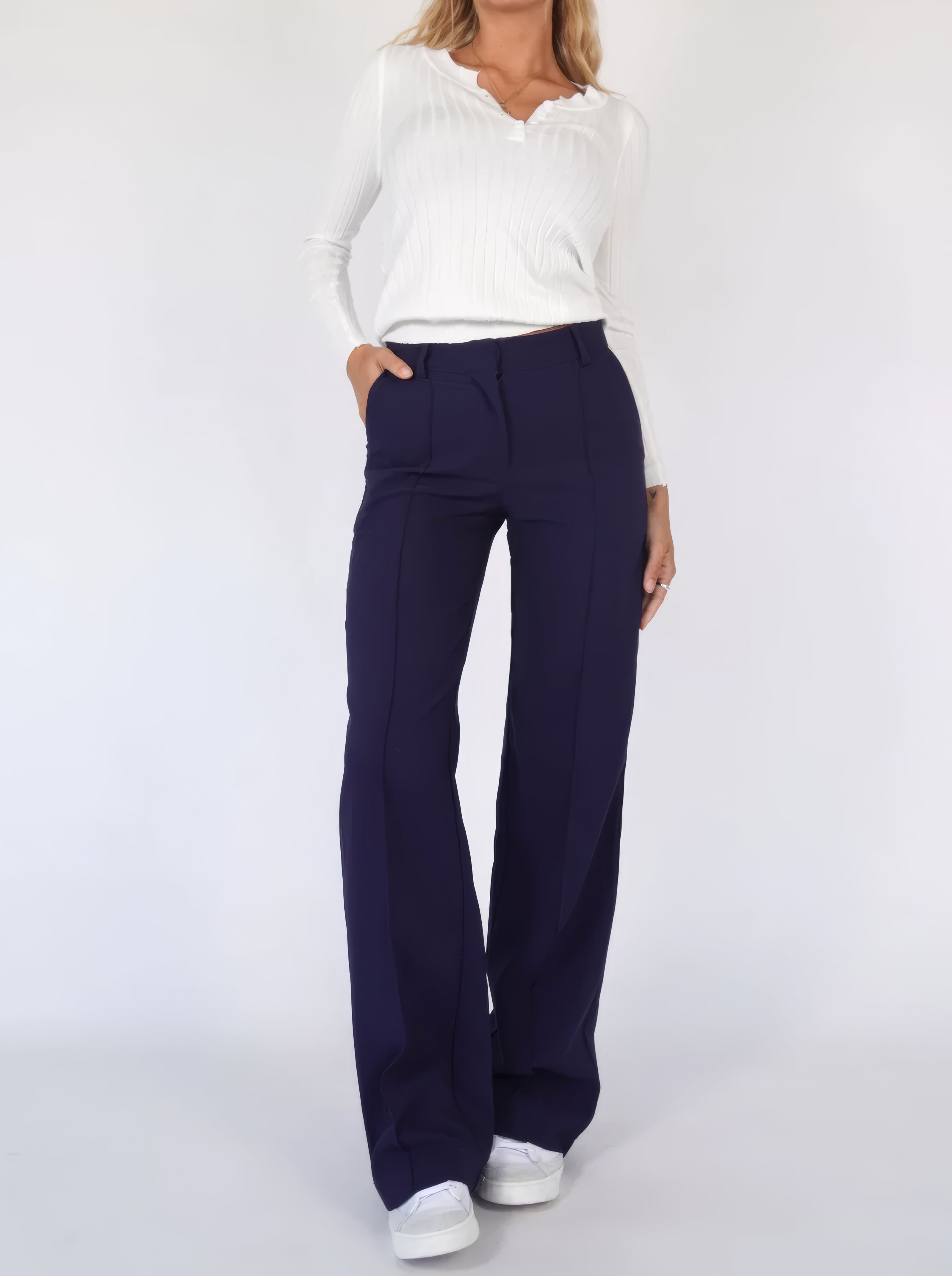 Women's Solid Wide-Leg Trousers