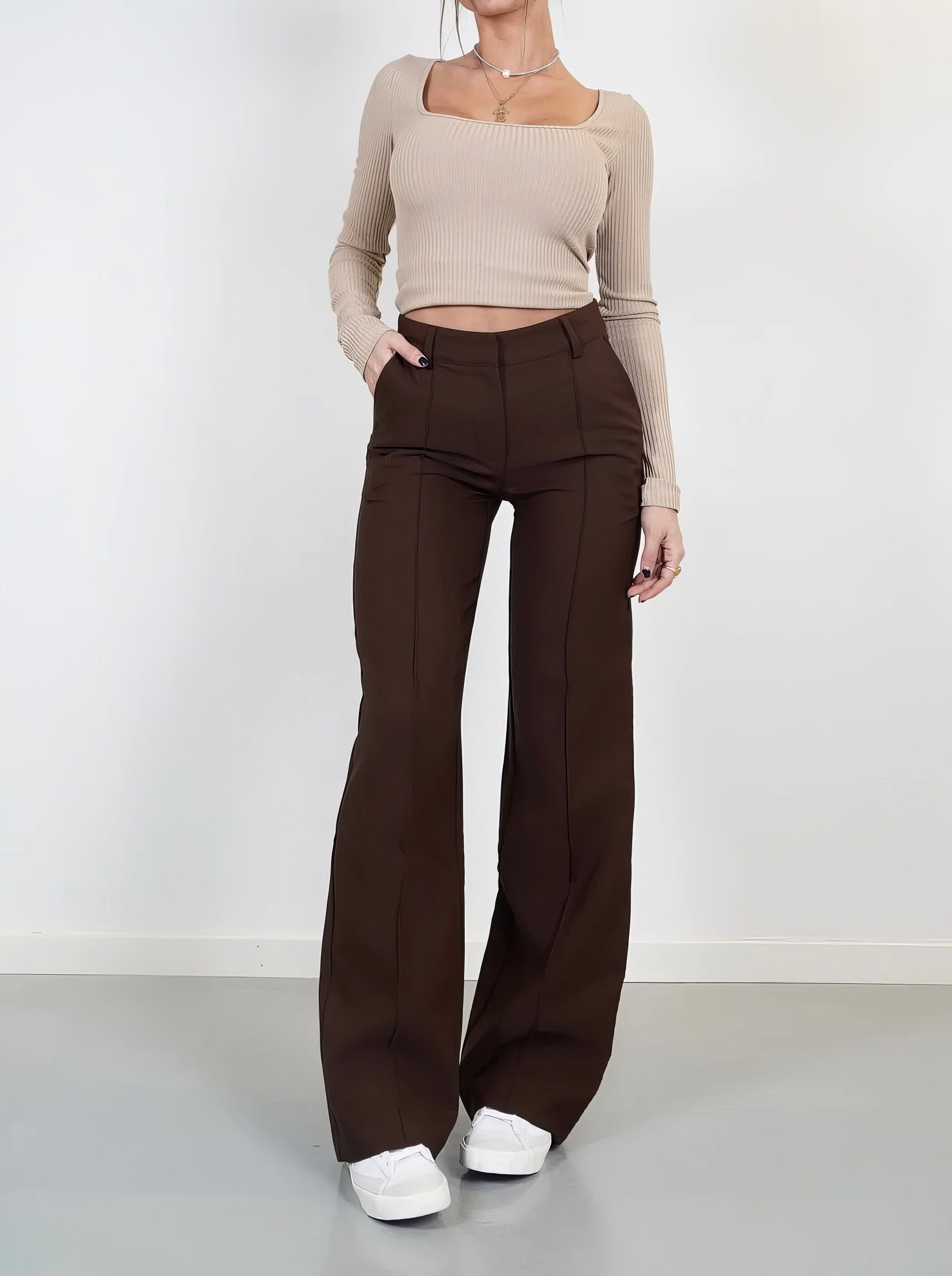 Women's Solid Wide-Leg Trousers