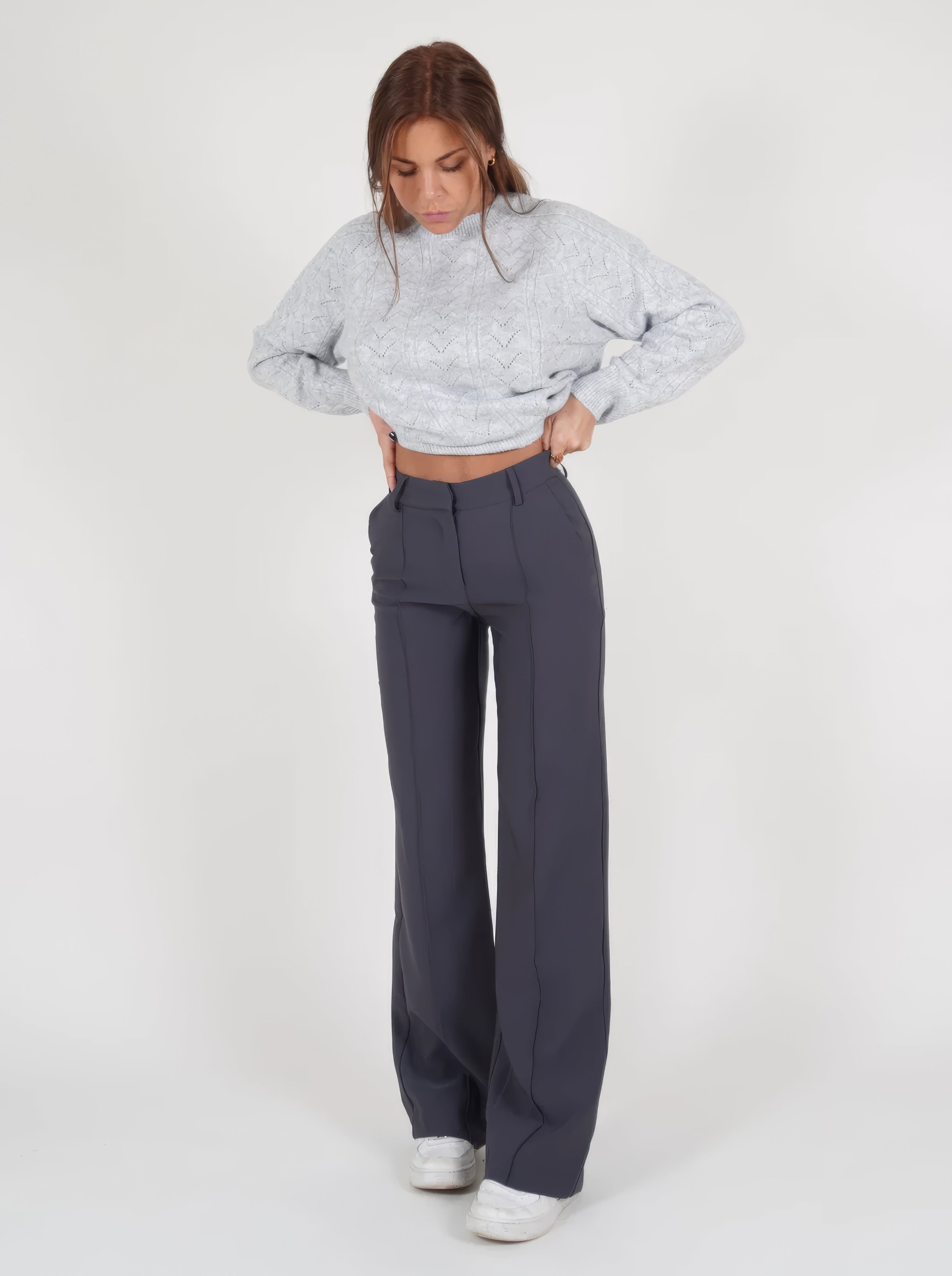 Women's Solid Wide-Leg Trousers