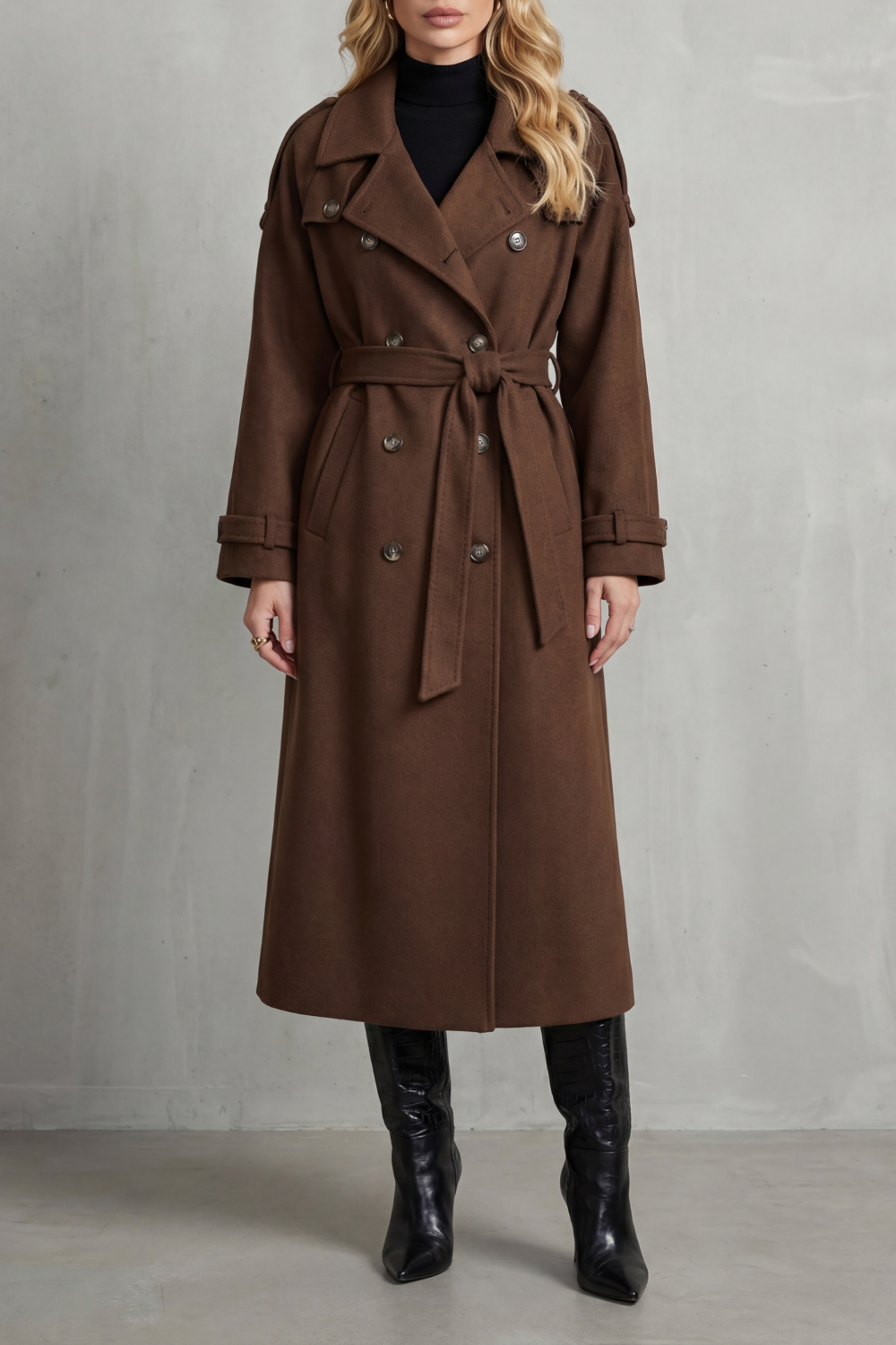 Women's Solid Wool Trench Coat