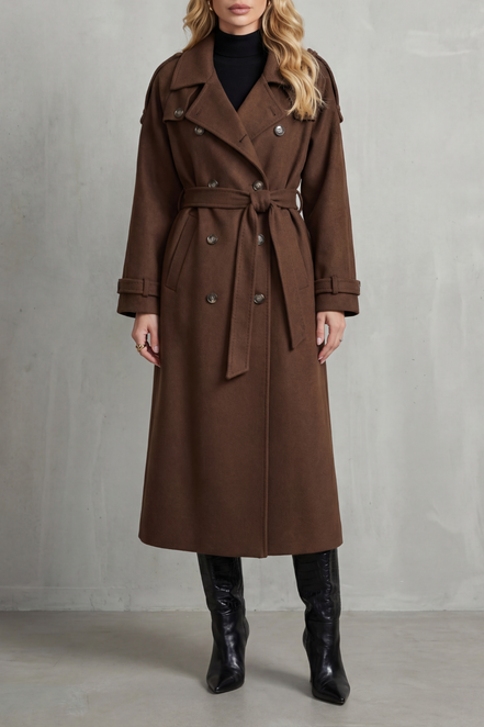 Women's Solid Wool Trench Coat