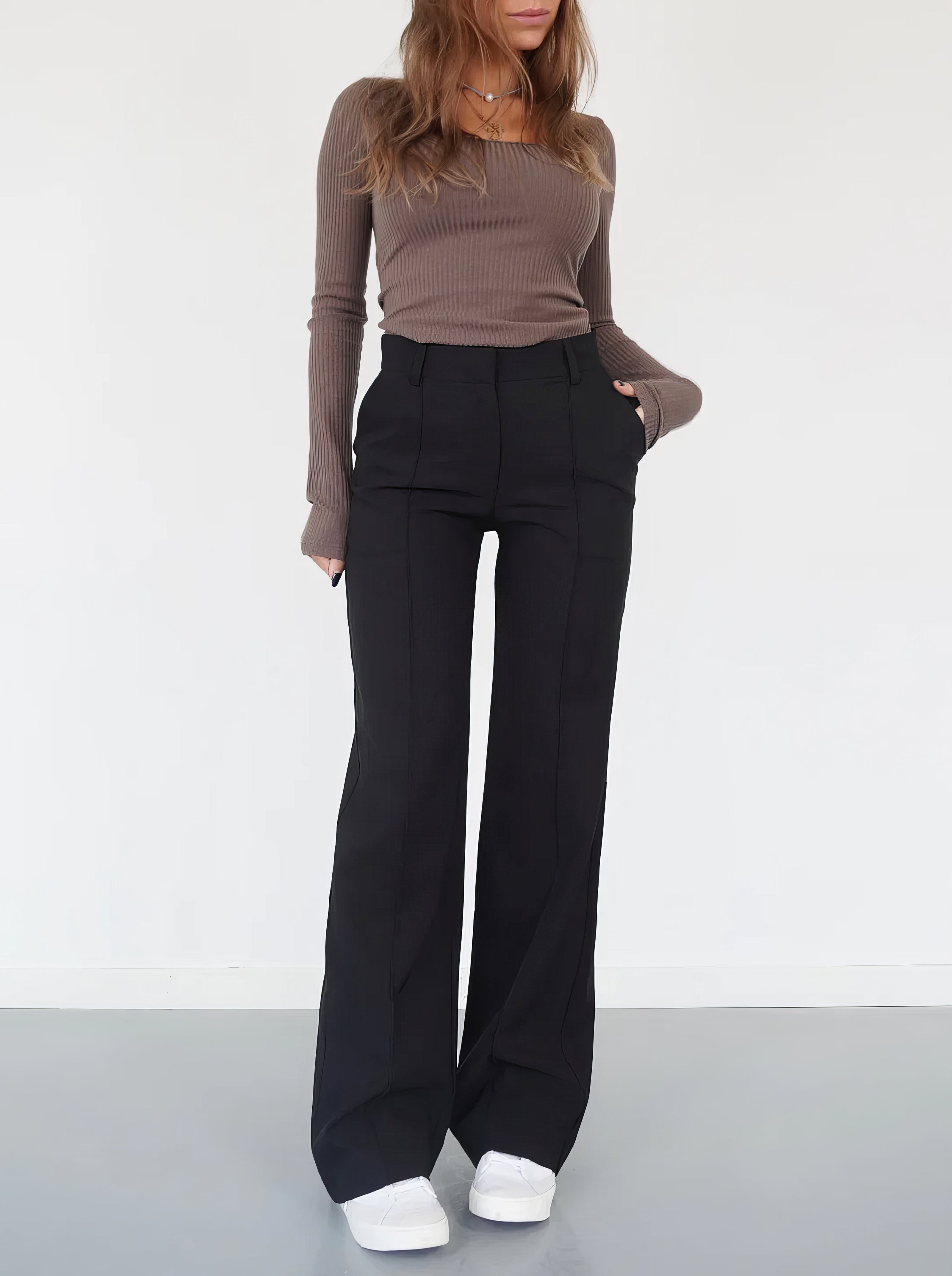 Women's Solid Wide-Leg Trousers