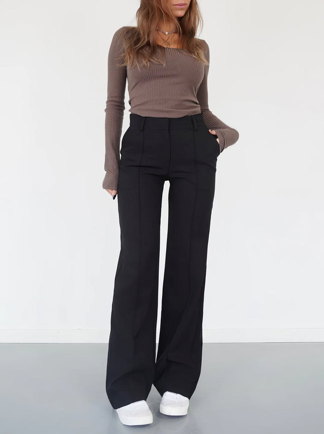 Women's Solid Wide-Leg Trousers