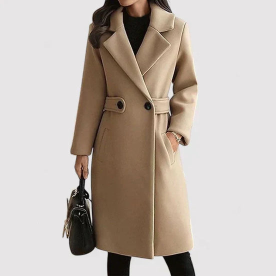 Women's Solid Wool Belted Coat