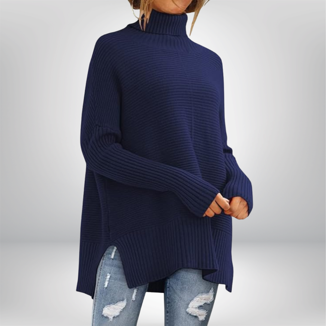 Women's Plain Knit Turtleneck Jumper