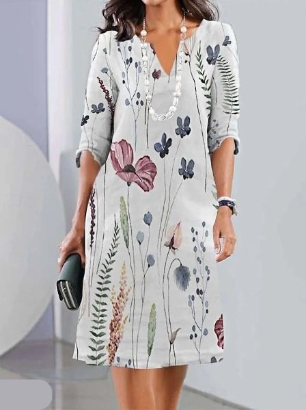 Women's Floral Layered Cotton Dress