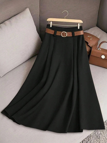 Women's Solid Cotton A-Line Skirt