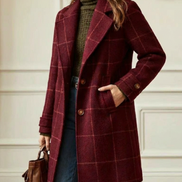 Women's Checked Wool Long Coat