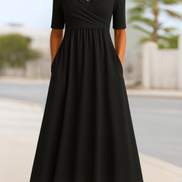 Women's Solid Jersey Crossover Dress