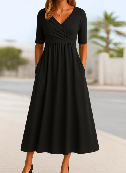 Women's Solid Jersey Crossover Dress